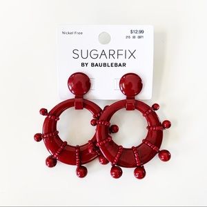 NWT BaubleBar Red Beaded Boho Hoop Earrings
